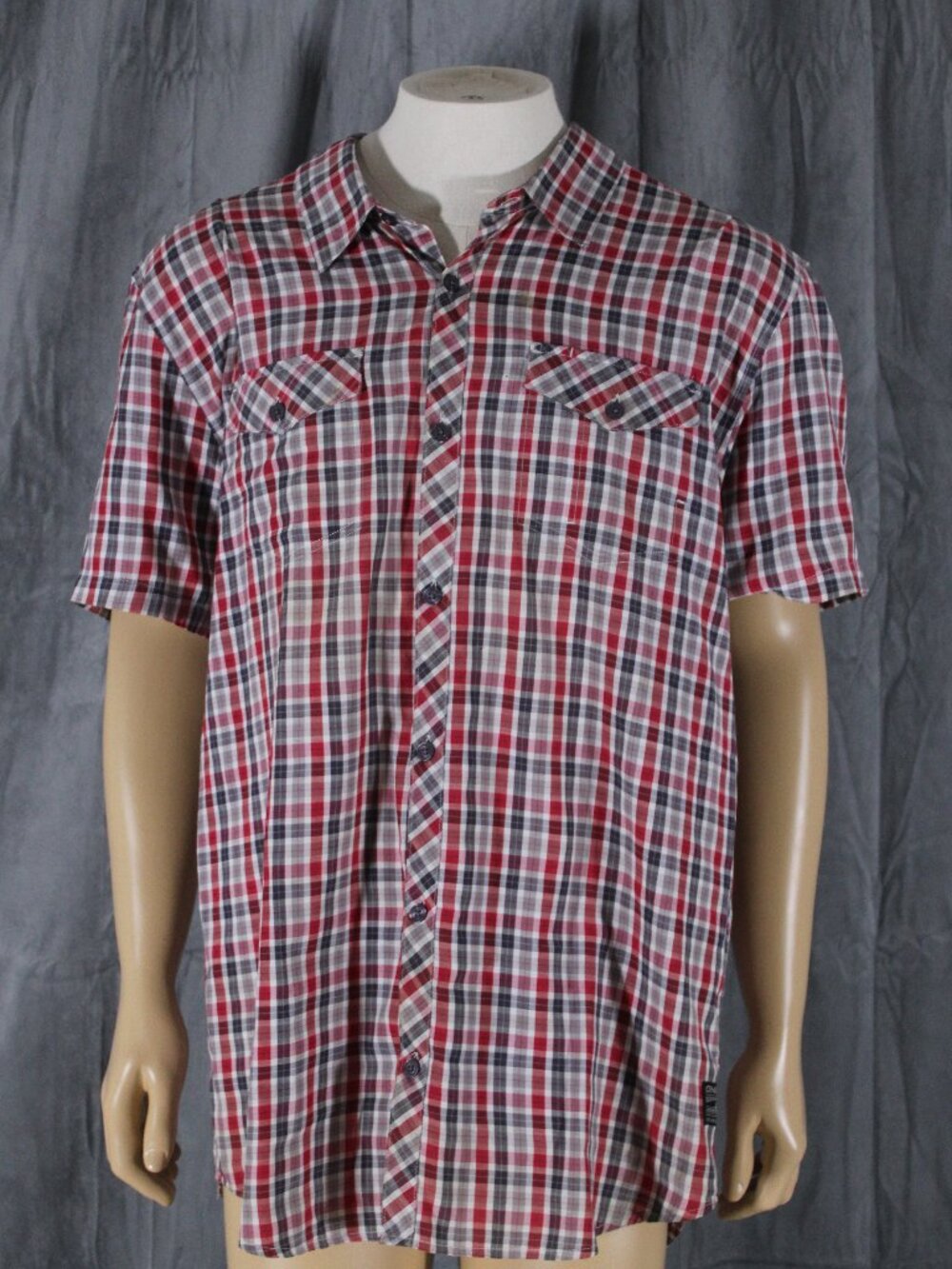 Men's Button-Down Shirt- O'Neill Red Black White Plaid - Men's 2XL